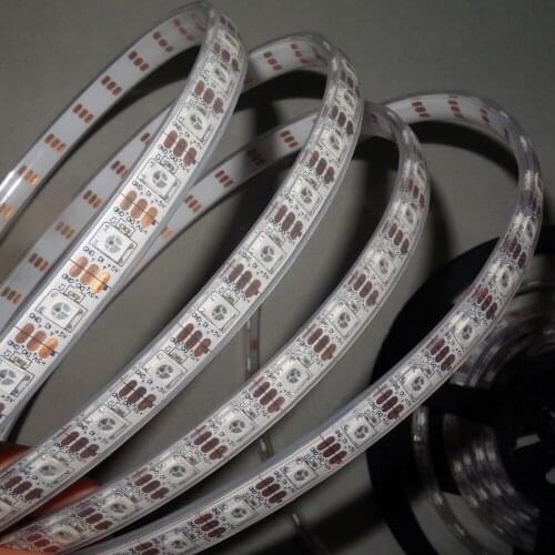 Addressable 4m DC5V WS2812B led pixel srip,IP68,60pcs WS2812B/M with 60pixels;WHITE PCB,IP68;epoxy resin filled in the tube