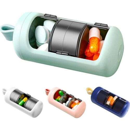 50% Hot Sale Pill Case Compact Portable ABS 3 Grid Adjustable Lid Tablet Medicine Case for Travel