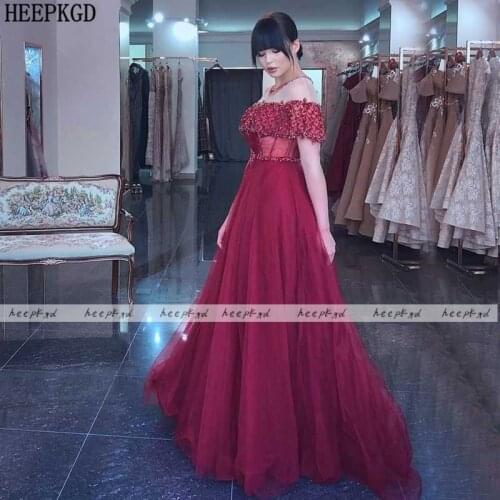 Hot Selling Burgundy Long Formal Evening Dress Short Sleeves A Line Shiny Beads Prom Gown Plus Size Wedding Party Dresses