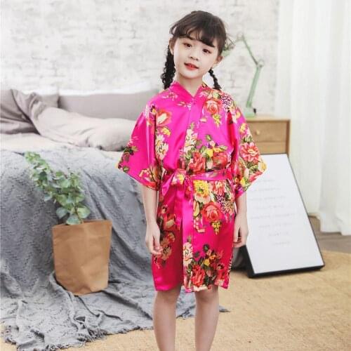 Flower Girls Robe Wedding Robes Kids Stain NightGown Monogrammed Silk childrens bathrobe Bridesmaid party Brides robes Kimono