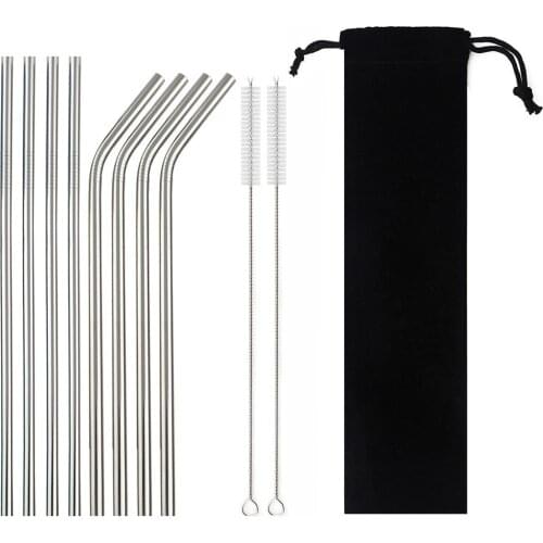 JANKNG 5set/40pcs Colorful Drinking Straw Reusable Metal Straw High Quality 304 Stainless Steel Straw Food Grade Bar Accessories