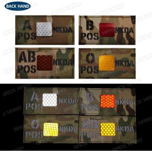 Blood Type patch Infrared IR Patch A+ B+ O+ AB+ POS Positive NKDA badge Reversed CP Military armband patches