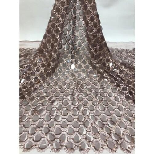 High quality roung sequins 1YG-20.4414 french sequins lace fabric african lace fabric with big and small sequins tulle fabric