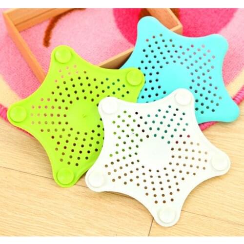 Kitchen Silicone Five-pointed Star Sink Filter Bathroom Sucker Floor Drains Shower Hair Sewer Filter