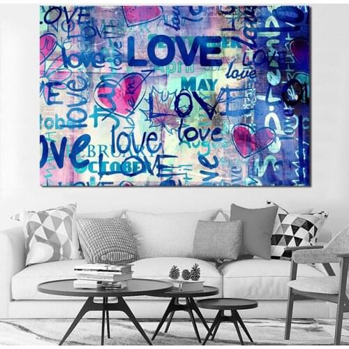 Love Street Graffiti Canvas Posters Prints Abstract Wall Art Painting Oil Decorative Picture Modern Home Decoration Framework HD