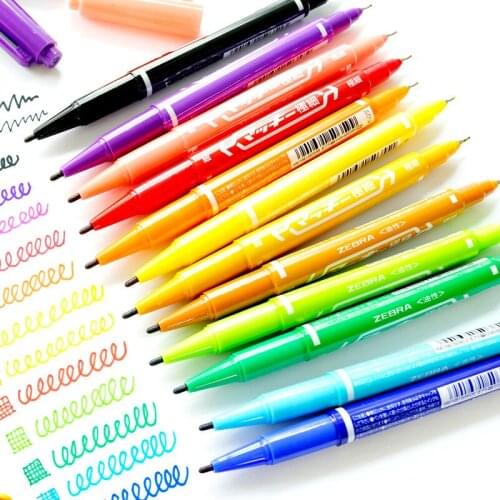 12 color small double head Non-toxic and environmentally friendly marker pen oily color zebra marker pen advertisement pen