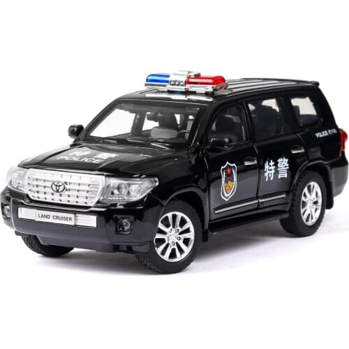 Diecast 1:24 High Simulation Toyota Land Cruiser Polices Car Alloy Vehicle Car Model Toy For Children Gifts Wheels Can Be Turned
