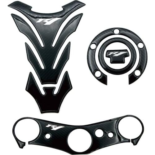 Motorcycle 3D Carbon Fiber Sticker For Yamaha YZF R1 YZFR1 YZF1000 2007 2008 Oil Gas Fuel Tank Pad Protector Triple Clamp Decals