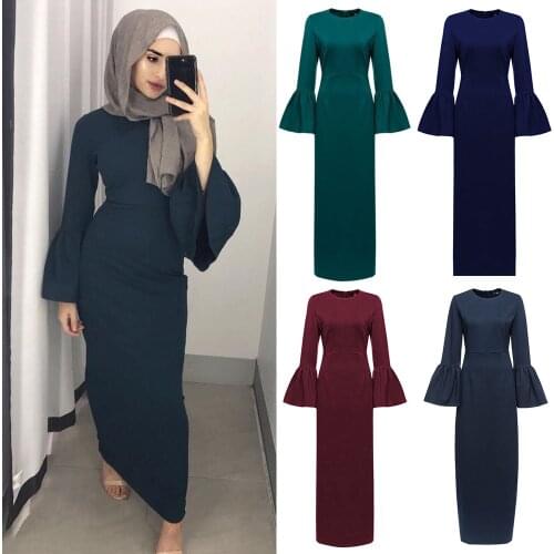Muslim Abaya Women SkirtMaxi Dress Flare Sleeve Long Robe Gowns Kimono Ramadan Islamic Prayer Clothing Worship Service Wholesale