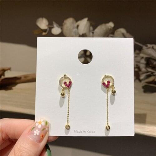 ZDMXJL 2021 New Fashion Womens Earrings Fine Sweet Heart Long Eardrop Earrings For Women Party Girl Jewelry Gifts Wholesale