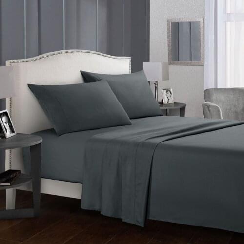Pure Color Bedding Set Brief Bed Linens Flat Sheet+Fitted Sheet+Pillowcase Queen/ King Size Gray Soft comfortable white Bed set
