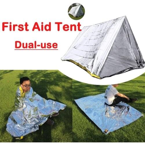 Simple Camping Tent Lightweight and Thin Survival Hut First Aid Tent Emergency Blankets for Hiking