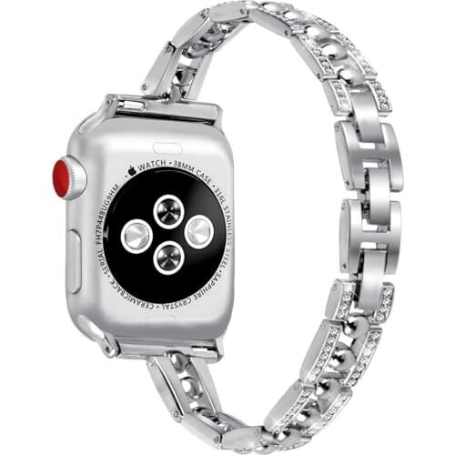 Apple watch band se 654 3 21 42mm 38mm 42mm 44mm metal stainless steel with drill strap Iwatch series accessories Bracelet