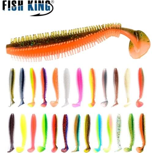 FISH KING 9/12cm Silicone Bait Smell Soft Fishing Lure 4-5pcs Jigging Worm Shad Artificial Fishing Bait For Bass Wobblers