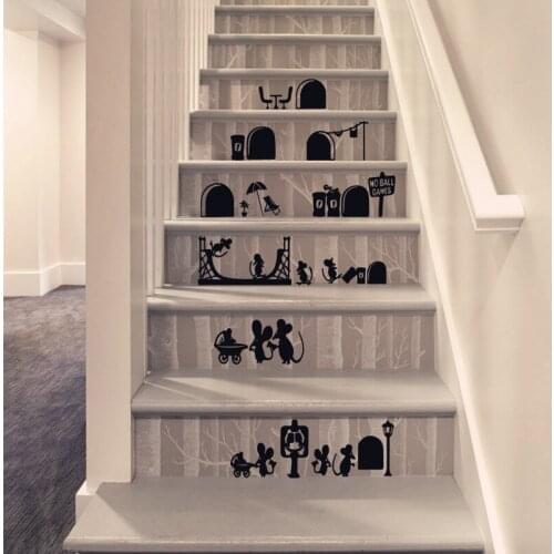 Cartoon Mouse Wall Sticker Removable Creative Stickers Bedroom Stairs Decorative Shop Home Decor Parlor