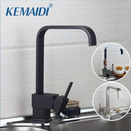 KEMAIDI Matte Black Kitchen Faucets 360 Swivel Mixer Tap Brass Faucet Nickel Brushed Brass Material Kitchen Taps&Faucets