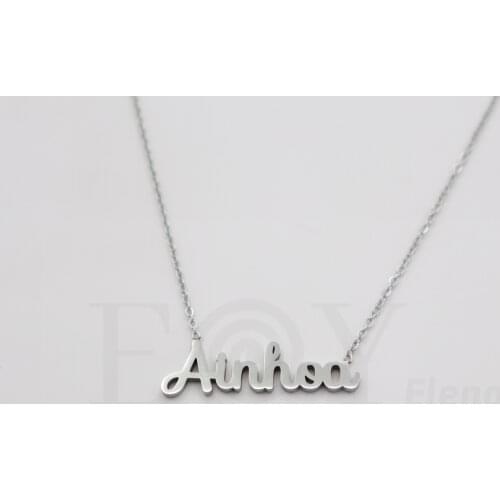 Collar De Acero Inox Con Nombre De Ainhoa Color Plata Alta Calidad Envió Desde España