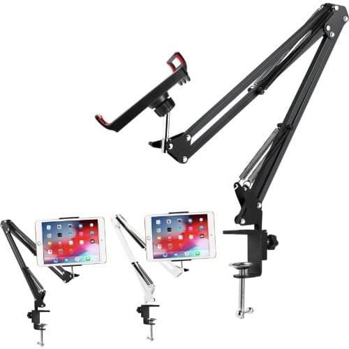 Cellphone Tablet Holder Stand Adjustable Long Arms Mount Bracket Metal Bracket For 12-18CM Wide Mobile Phone Tablets