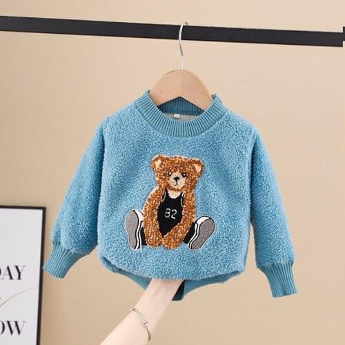 Girls Knitted Sweater Autumn Winter Boys Cute Cartoon Bear Pullover Top 1-5Y Unisex Fashion Clothes Children Casual Costumes