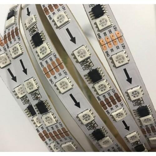 WS2818 5m 60LEDs/m(20pixels/m) DC12V RGB full color led pixel strip,non-waterproof;IP33