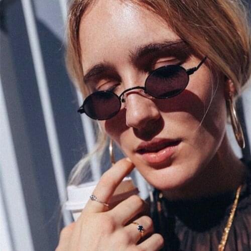 COOYOUNG Oval Retro Style Sunglasses Women Vintage Round Clear Frame White Pink Red Female Sun Glasses