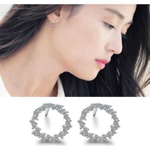 Vintage Circle Stud Earrings For Women Silver Color Geometric Earrings Brinco Trendy Fashion Jewelry Gifts