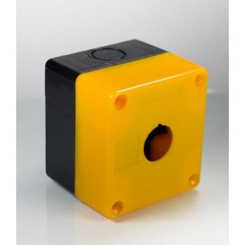 1pcs Plastic Yellow Black 1 Push Button Control Station Switch Box