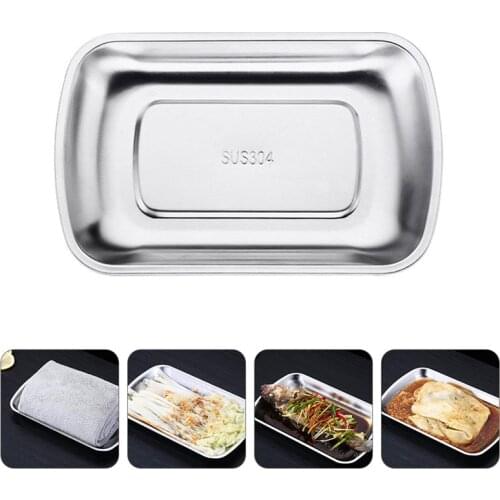 1pc Stainless Steel Tray Serving Plates Snack Fruits Storage Tray Hotel Towel Tray Practical Food Holder