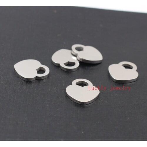 In bulk on sale 10pcs Lot Small Both Polished Lovely Heart Tag Charms pendant stainless steel Jewelry Finding DIY