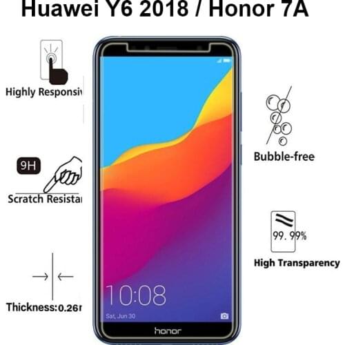 2.5D 0.3mm tempered glass For Huawei Y6 Prime 2018 screen protector guard film front case cover For Huawei Y6 2018 +clean kits