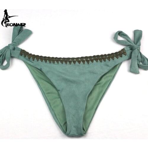 2017 Swimwear Women Crochet Bikini Bottom High Grade Velvet Thong Bikini Adjustable Sides Tie Swimsuit Bottom Bathing Suits Swim