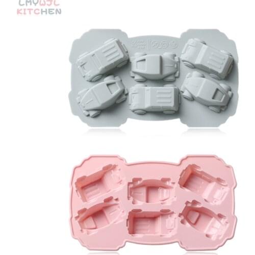 6 Hole Cartoon 3D Car Silicone Mold DIY Chocolate Cake Pastry Mold Cake Decoration Tools Baking Accessories Resin Mold