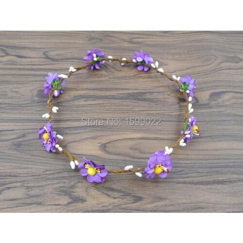 Simple Headband Paper Cherry Blossom Berry Rattan Hair Accessories for Women Purple Flower Crown Barn Outdoor Wedding Decoration