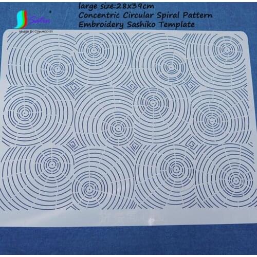 Large 28x39cm Concentric Circular Spiral Pattern Soft Template DIY Cup Pad Clothes Lace Border Embroidery Tool Sashiko Template