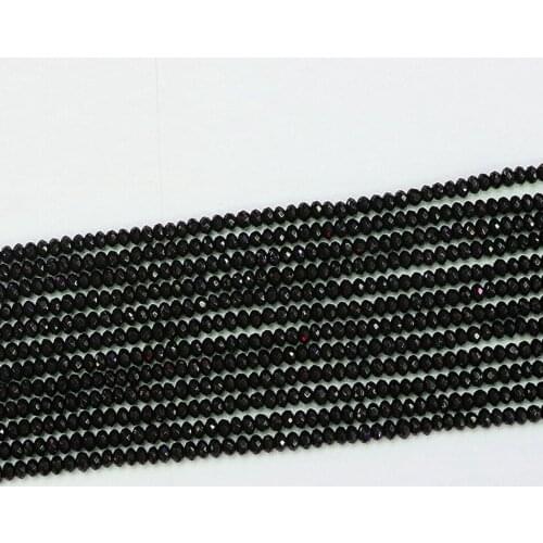 Vintage style black jades stone 2*4mm natural stone chalcedony faceted rondelle abacus loose beads jewelry making 15inch B583