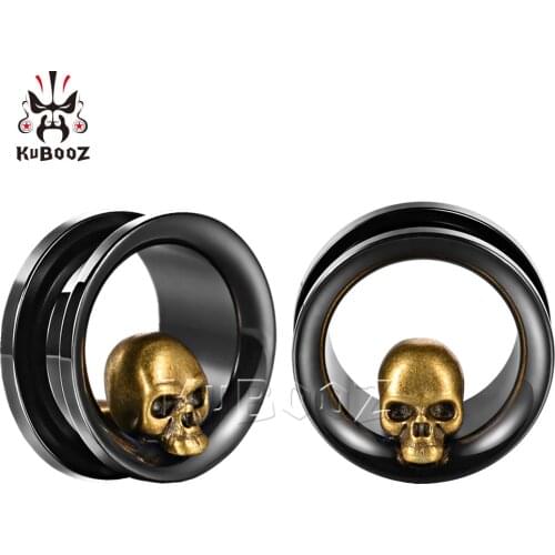 Wholesale Price Stainless Steel Skull Ear Piercing Tunnels Gauges Body Jewelry Ear Screw Gauges Stretchers 34PCS