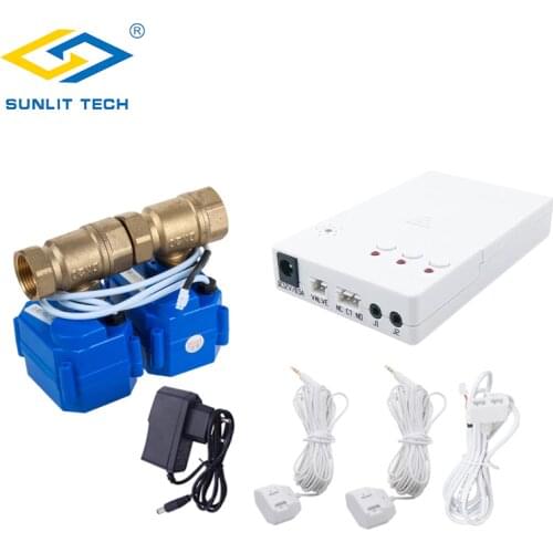 Russian ship Water Leakage Sensor with 2pcs DN20 Auto Shut Off Valves Water Detector Flood Alert Overflow WLD-807 Security Alarm