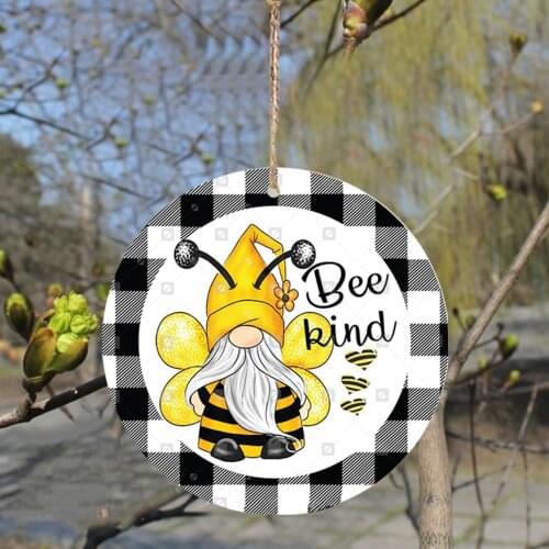 Wooden Cute Bee Gnome Pendant Home Decoration Pendant wall decor Home Hanging Pendant Kids Room Decor Outdoor Garden Accessories