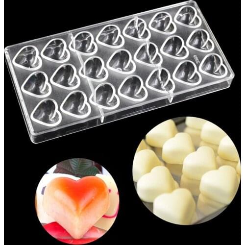 3D Love Shape Chocolate Molds Valentines Day Baking Polycarbonate Chocolate Mold Candy Cake DIY Kitchen Pastry Tool