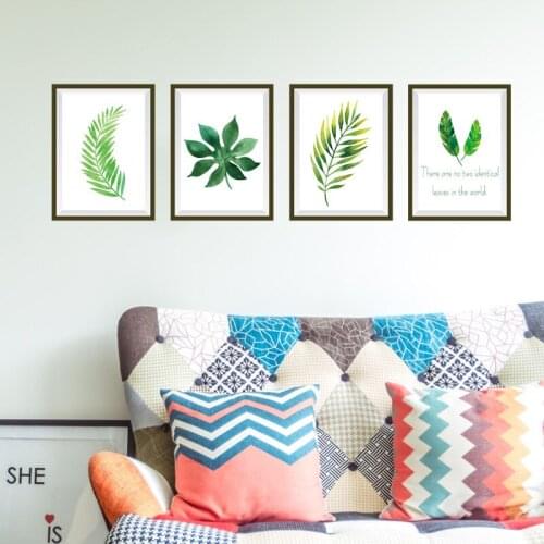Green leaves photo frame painting bedroom living room background wall stickers home decoration waterproof poster
