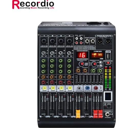 GAX-MC4 Professional Mixer 4Channel Blueteeth Mixer DJ Mixing Console with Reverb Effect Home Karaoke USB Live Interface Mixer