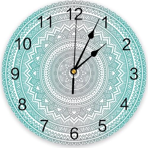 Mandala Geometric Gradient Art Wall Clock For Modern Home Decoration Teen Room Living Room Needle Hanging Watch Table Clock