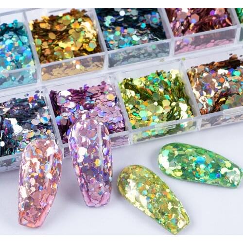 Holographic Acrylic Nail Art Decoration Meramid Sequins Kit Nails Accessories Decals Glitter Nail Supplies For Professionals