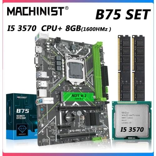 Machinist B75 Motherboard LGA 1155 Set Kit Intel Core I5-3570 CPU Processor DDR3 8G(2*4G) 1600MHz RAM Memory X7-V124