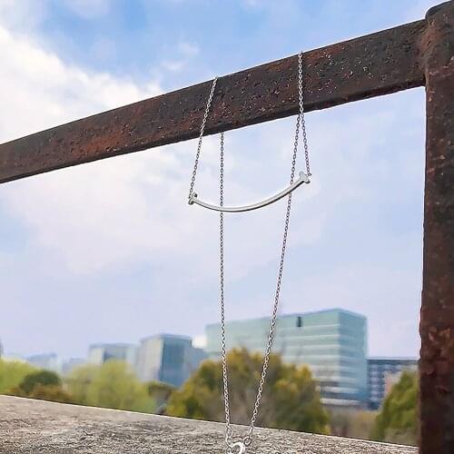 Korea Fashion Happy Smiley Necklace Simple Cool Necklace For Women Style Clavicle Chain Y2k Punk Jewelry Gift 2021 collier EXO