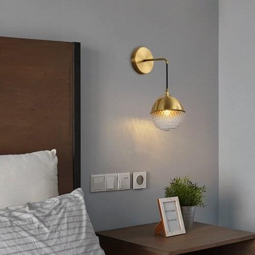 Round Ball Bedroom Bedside Lamp Modern Copper Wall Lights for Living Room Creative Simple Light Nordic Luxury Copper Wall Lamp