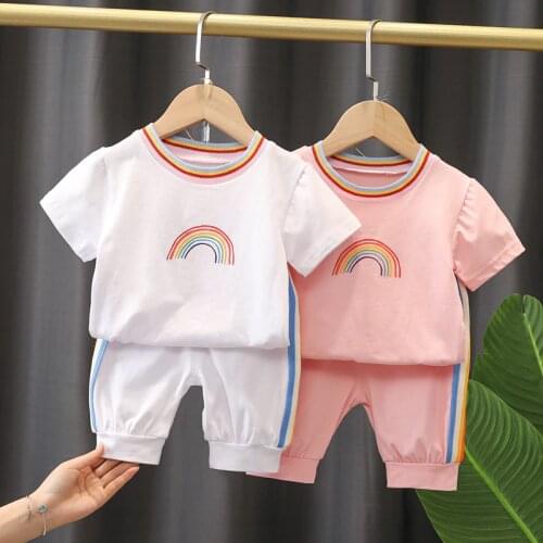 Summer newborn baby girl clothes outfit sets short-sleeved T-shirt pants sports suit for baby girl clothing babies thin cool set