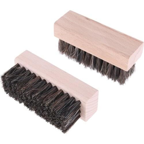 Small Professional Horsehair Bristles Shoe Shine Brushes For Boots Shoes Other Leather Care 2pcs
