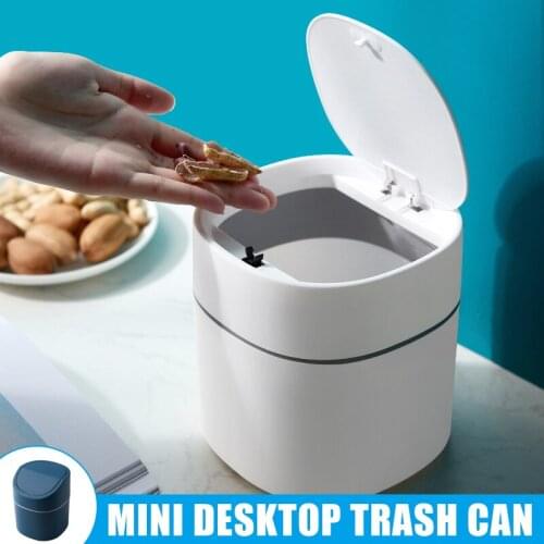 Mini Trash Can Desktop Trash Bin with Lid Small Tiny Countertop Garbage Bin for Office Home AUG889