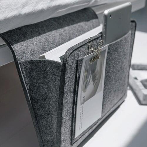 Felt Multifunction Bedside sofa Hanging holder storage organizer box magazine smart phone remote controll storage bag Pockets